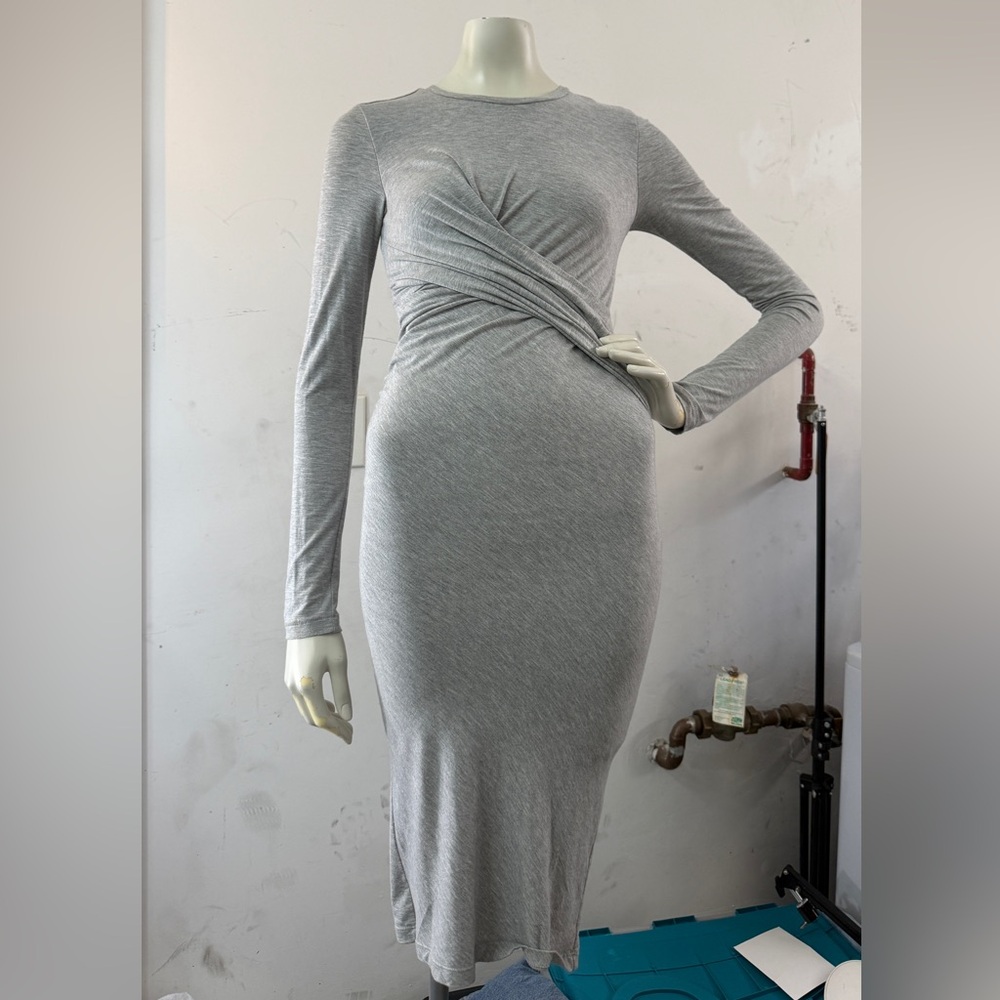 Kendall & Kylie gray bodycon Long sleeve dress size XS flawed